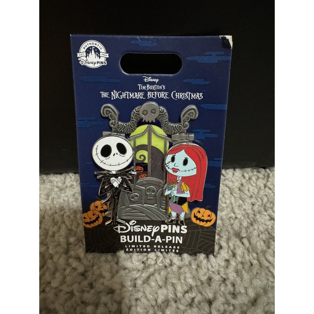 2024 Disney Parks Build A Pin 2 Pin Set Jack Skellington & Sally Limited Release